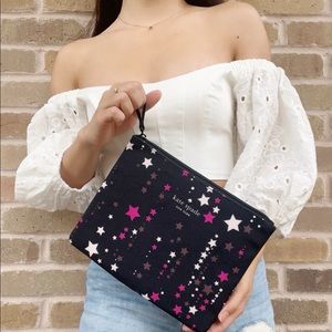 New Kate Spade Large Canvas Cosmetic Zip Bag